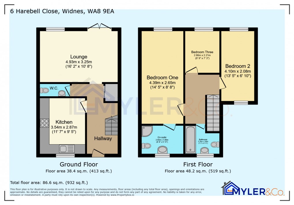 Floorplan for Harebell Close, Widnes, Cheshire
